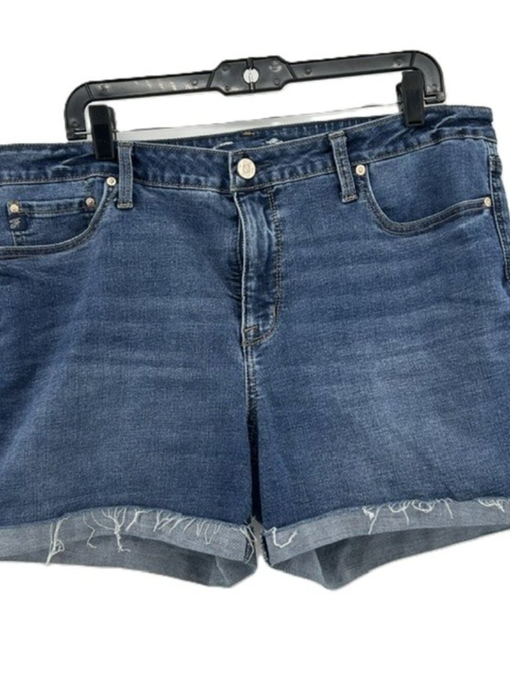 Seven7 Jean Shorts Size 16 Frayed Hem Blue Denim